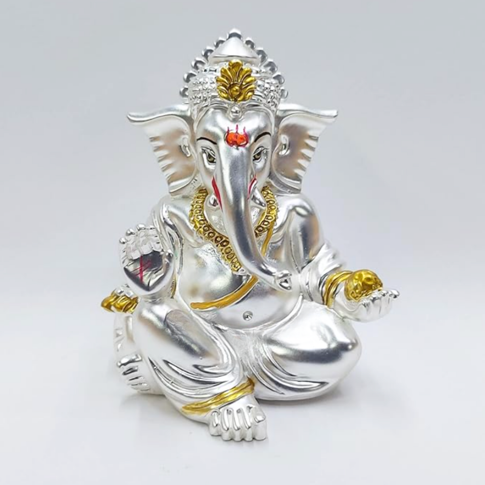 Silver Plated Ganesh Ji Idol