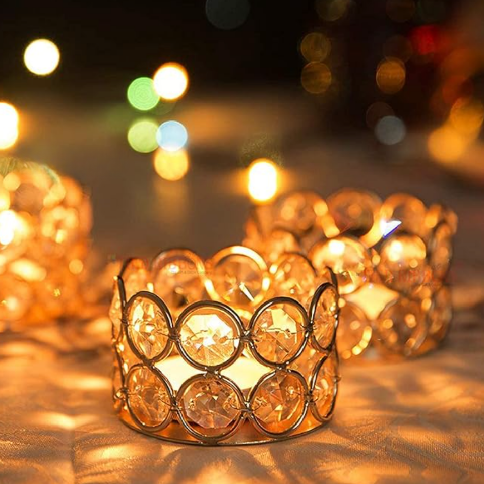 2 Crystal Tealight Candle Holders