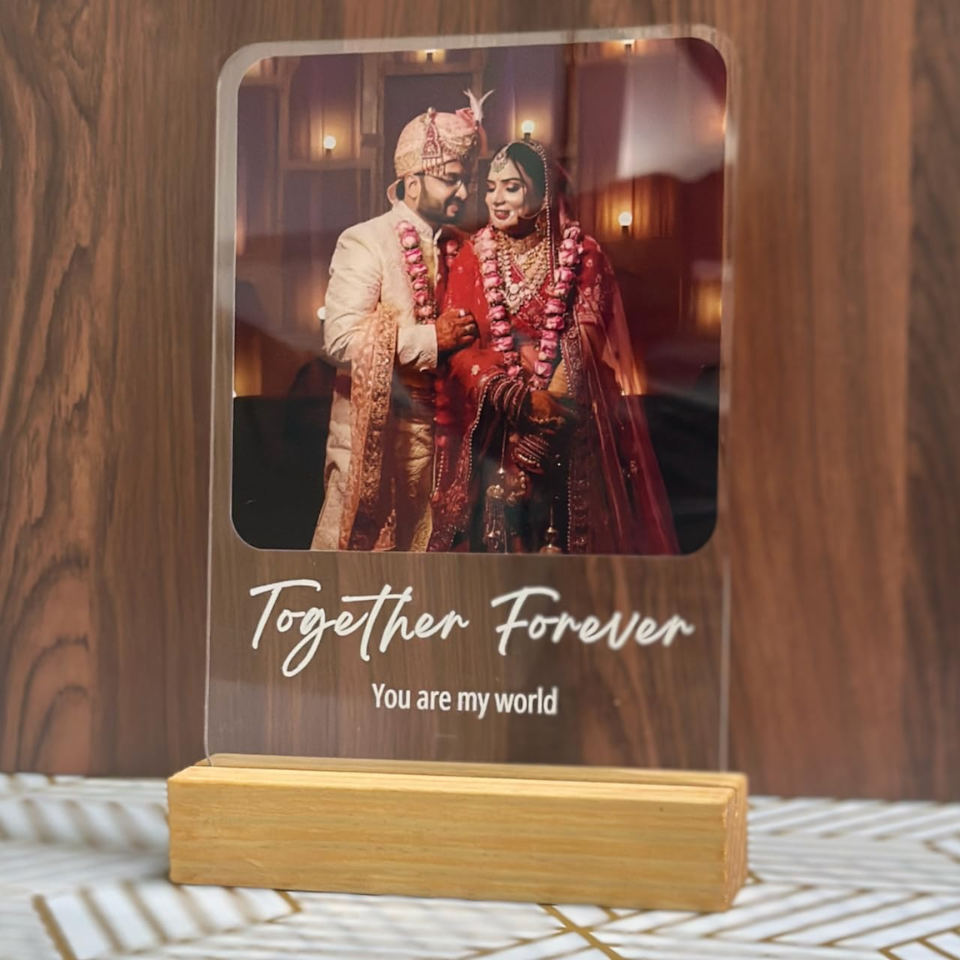 Personalised Photo Frame with Pinewood Stand