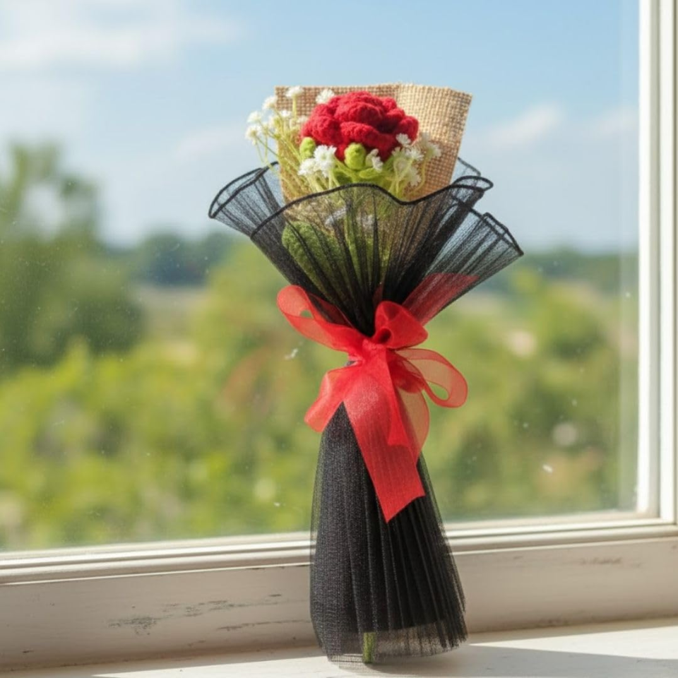 Crochet Rose Flower Bouquet
